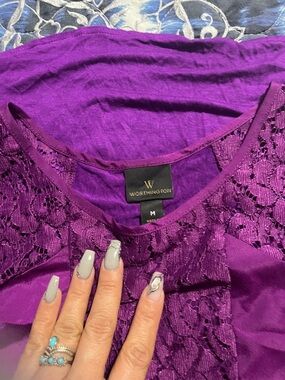 Worthington Deep Purple Lace Accent Tank